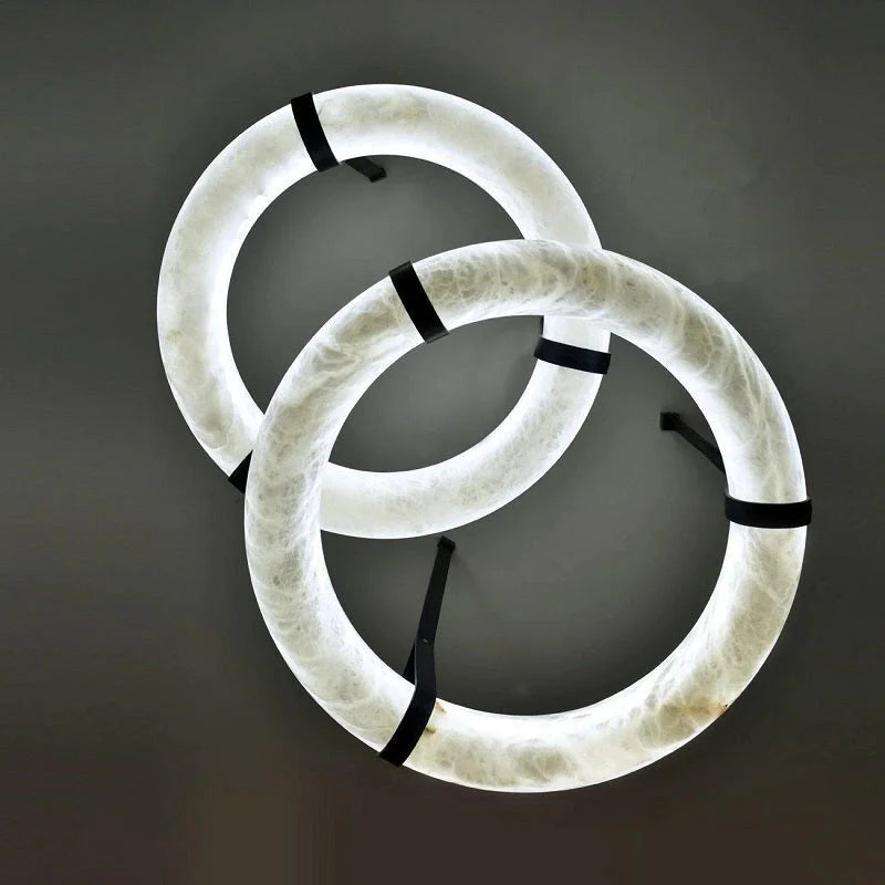 Ogden Pendant Alabaster Chandelier, Halo Ring Modern Chandelier 11.8", 19.7", 23.6", 31.5", 39.4", 50"